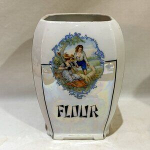VTG Czechoslovakia Victoria China Lusterware Flour Jar Canister NO LID